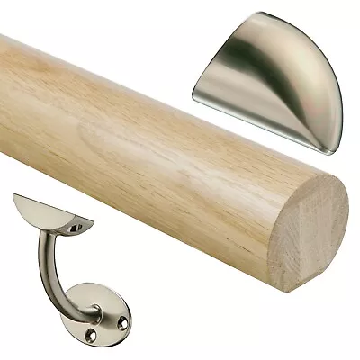 £182.48 • Buy Solid Oak Wall Handrail Kit Fusion 3.6m Brushed Nickel Brackets & End Caps