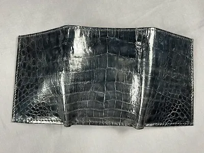 New Handmade Genuine BLACK  Alligator/Crocodile Premium Skin TRIFOLD Wallet 5 • $120