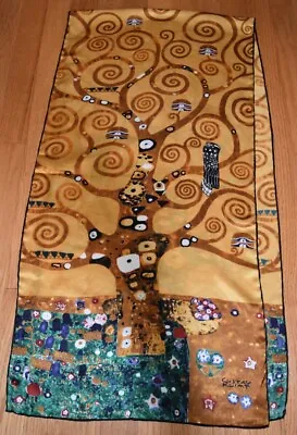 Klimt Tree Of Life Silk Oblong Scarf Horus Bird Art Museum MSRP $98 Gold 65  • $35