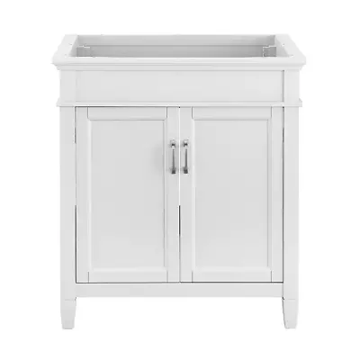 Bathroom Vanity Cabinet 30  Under Single Vessel Sink Organizer 2 Door Wood White • $582