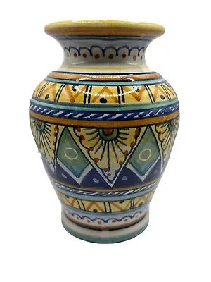 Vintage Sberna Deruta Vase Hand Painted Italian Signed Dipinto A Mano Blue • $45.97