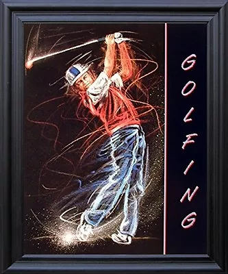 Golfing Sport Club Motivational Wall Decor Black Framed Picture Art Print 19x23 • $64.99