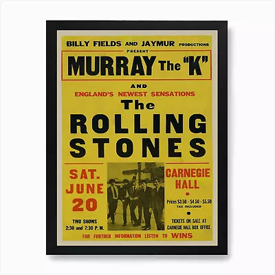 $125 • Buy Vintage 1969 Rolling Stones Concert Poster - 36x24 Inches (Framed)