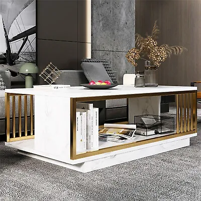 Modern 2 Tier Side End Table White Coffee Table Living Room Waiting Area Table • $124.99
