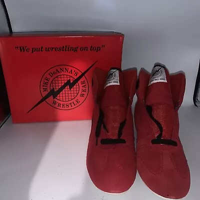 NIB Iowa Mike DeAnna Wrestling Shoes Vintage Red Men’s Size 7.5 Lightning Bolt • $200