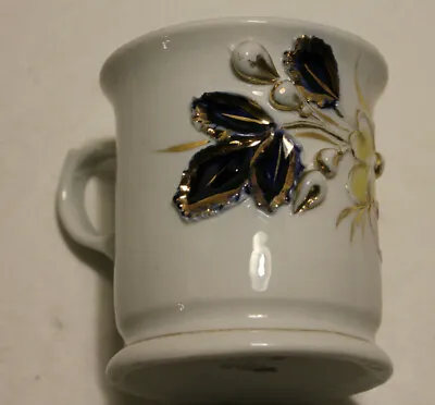 Vintage German Mustache Cup Yellow Flower Gold Trimmed Black Leaves • $9.99