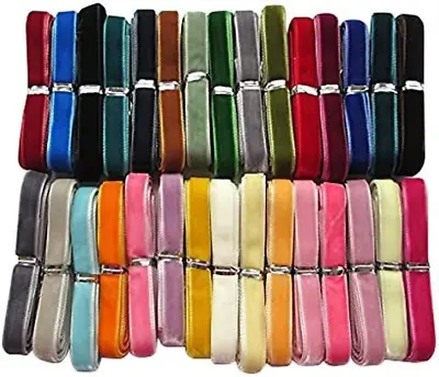 Velvet Ribbon 30 Assorted Colors 3/8  Width 30 Yards Total For Craft Or Trim • $22.83