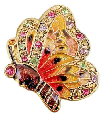 Bejeweled Crystal Hand Painted Enameled Mini Butterfly Trinket Box  NEW • $19.95