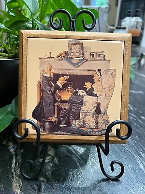 Vintage Wooden Framed Tile Trivet Norman Rockwell Tea Time Square • $9.99