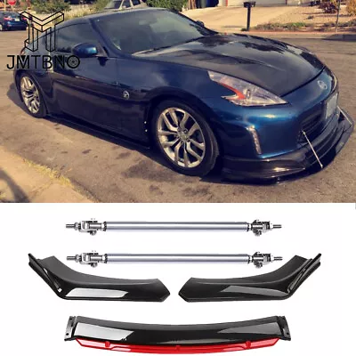 For Nissan Altima Black&Red Front Bumper Lip Spoiler Splitters Kit +Strut Rods • $104.58