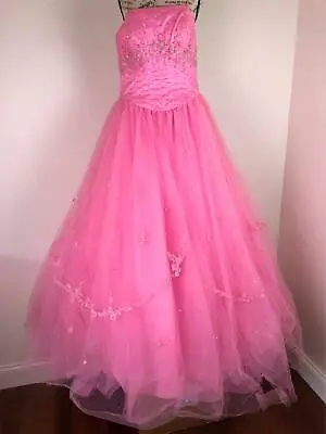 Mori Lee Long Pink Ballgown Prom Dress Size 9/10 • $95