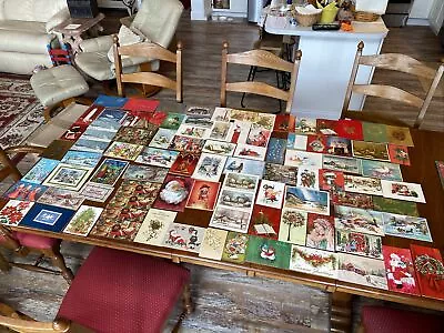 Vtg 100+ CHRISTMAS Holiday Greeting Cards MCM 1960s-1970s Crafts Scrapbook Decor • $99.99