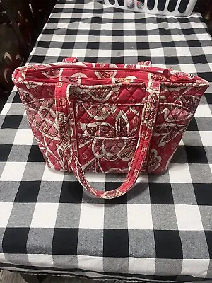 Vera Bradley Rosy Posies Little Betsy Tote Red White Paisley Quilted Canvas Bag • $14.89