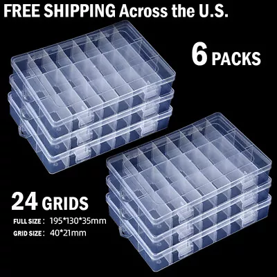 6 Pack Clear Jewelry Box Plastic Bead Storage Craft Container Earring Organizer • $15.90