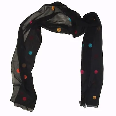 Polka-Dot Scarf Black Multi-colored Dots • $7