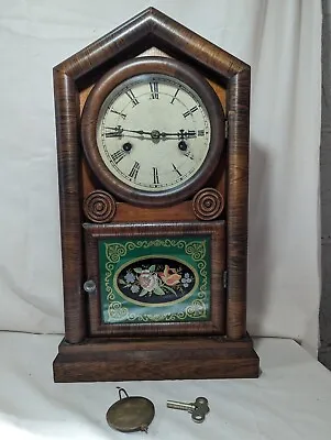 Antique 1800's New Haven Mantle Shelf Clock 8 Day With Key And Pendulum • $84.99