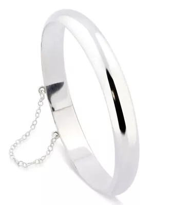 925 Sterling Silver 7MM Plain Solid Bangle Bracelet For Women 8  Inch Bangle • $24.99