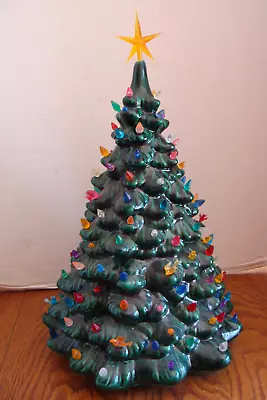 Vintage Large 19” Ceramic Christmas Tree W/Assorted Colorful Bulbs - NO BASE! • $40