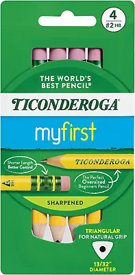 Ticonderoga My First Short Triangular Wood-Cased Pencils 2 HB Soft With Eraser • $8.03