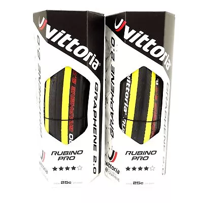 Vittoria Rubino Pro Road Bike Tire G+ 2.0 GRAPHENE 700 X 25c Black / Yellow Tire • $46.90