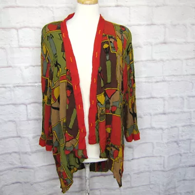 Freestyle Original Collection African Print Open Front Beaded Cardigan Size 1X • $16.99
