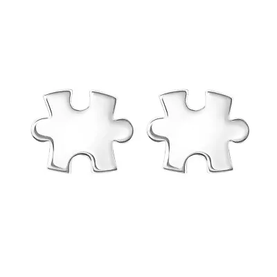 925 Sterling Silver Novelty Jigsaw Piece Puzzle Kids Girl Women Stud Earrings • $8.36