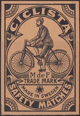 Old Matchbox Label Sweden Ciclista • $3