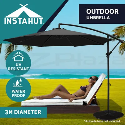 $107.95 • Buy Instahut Outdoor Umbrella 3M Cantilever Beach Umbrellas Garden Deck Patio Sun