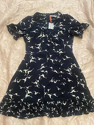 Oasis Ladies Summer Dress Size 14 Black And Cream Pattern With Button Detail  • £7.50