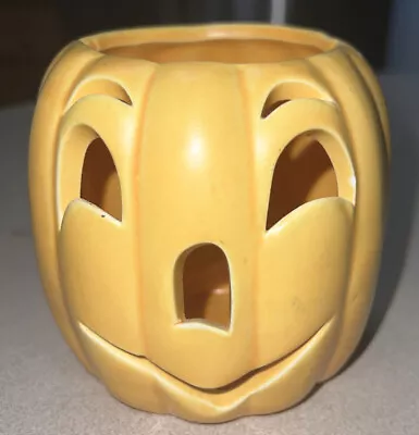 HAEGER Pottery Halloween Pumpkin Jack O Lantern Candle Holder Votive Tea Light • $16.99