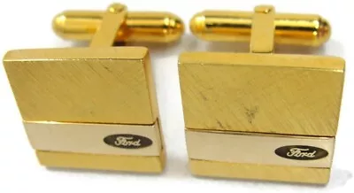 Josten's Cufflinks Gold Tone 10K Gold Ford Insert Wedding Tux Vintage • $119.99