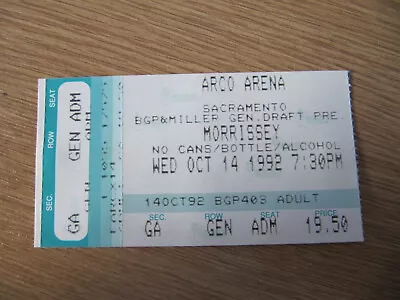 Morrissey - Oct 14 1992 - Sacramento Arco Arena Usa Gig Ticket Stub  • $6.21