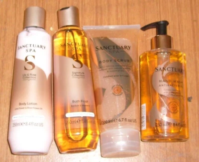 £4.20 • Buy Full Size - Sanctuary Spa - Bath Float, Body Lotion, Body Scrub & Hand Wash Set