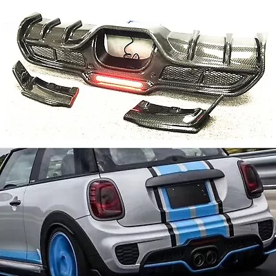 For Mini Cooper S F54 F55 F56 F57 Carbon Fiber Rear Bumper Diffuser Spoiler Kit • $551.66