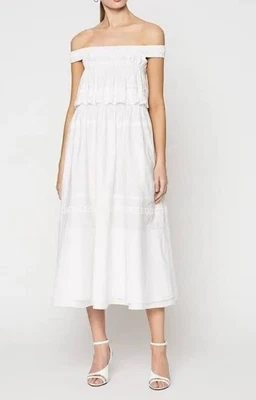 $131 • Buy Scanlan And Theodore White Cotton Eyelet Dress Size ML (10-12)