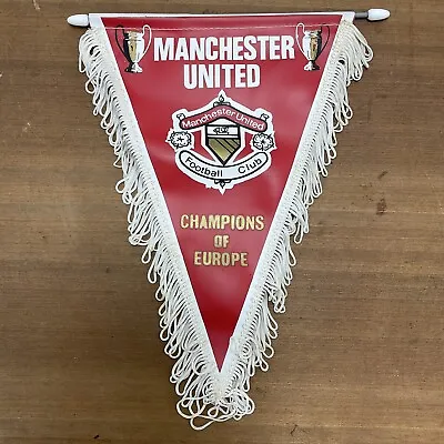 Vintage 1960/70s Manchester United Football Club European Champions Pennant • £12.90