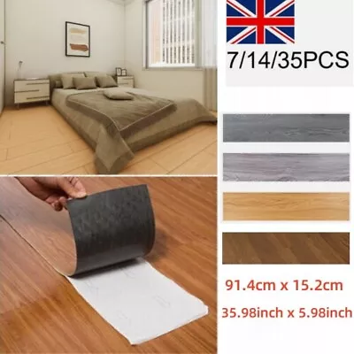 Floor Planks Tiles Self Adhesive Wood Effect Vinyl Flooring Kitchen Bathroom • £12.98