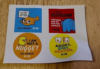 Vintage Vegetarian PETA Kids Stickers Decals Goldfish Elephant Chicken Cat Dog  • $12.49