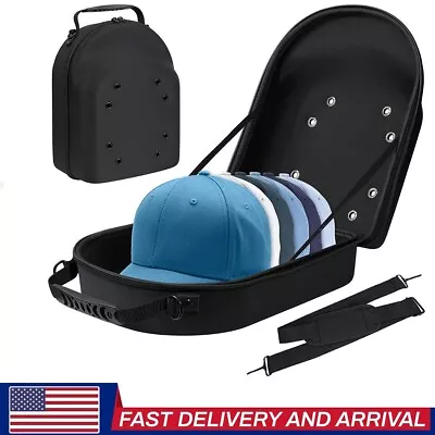 Baseball Cap Carrier Hat Box Travel Case For Hats Caps Black Zipper Fits 6 Hats • $26.99