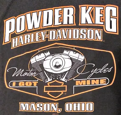 Harley Davidson Men's Size L Tee Shirt Powder Keg Mason Ohio Black 2 Sides Nice • $14.76