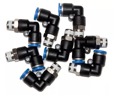 10 Pieces  Pneumatic 1/4  Tube X 1/8  NPT Male Swivel L Push To Connect  Fitting • $9.09