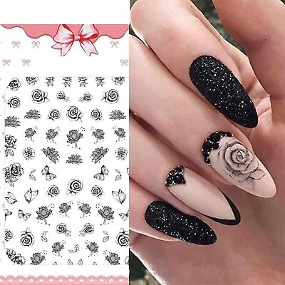 Nail Art Stickers Transfers Decals Flowers Roses Butterfly Butterflies (408) • £1.65