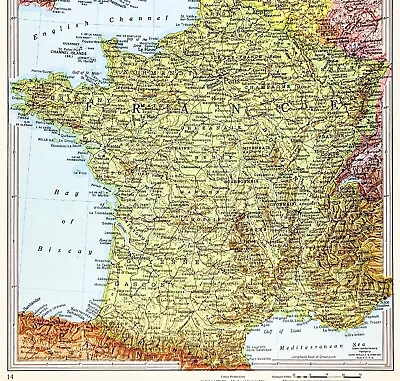 1956 France Map Paris Normandy Toulon Marseille Grenoble Lyon Champagne Rouen • $48