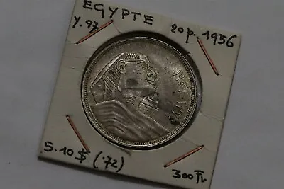 🧭 🇪🇬 Egypt 20 Piastres 1956 Silver Sphinx Nice Toning B66 #802 • $37.13