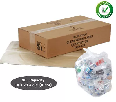 £0.99 • Buy Clear Refuse Sacks 140G Strong Bin Bags Rubbish Scrap / Waste Recycling