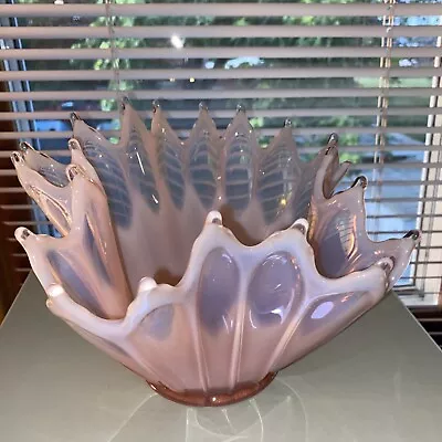 Fostoria Heirloom Pattern. Peach Opalescent Carnival Glass Bowl. Vintage. • $29