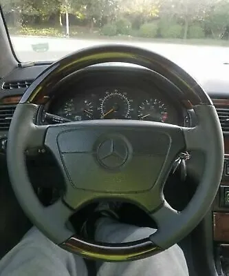 1994-1999 For Mercedes C220 C230 C280 W202 Steering Wheel Walnut Black Leather • $399