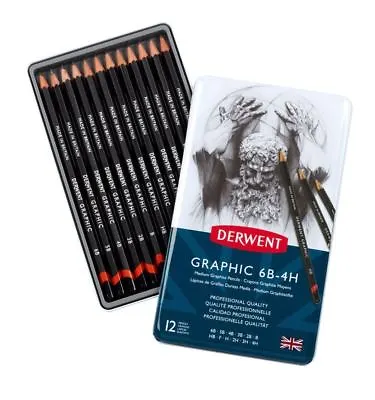 £14.99 • Buy Derwent Graphic Pencils 12 Tin - Drawing & Sketching Soft, Medium Or Hard Set