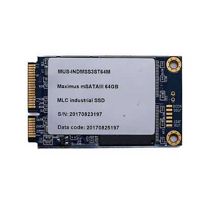 £9.99 • Buy Maximus Industrial SSD MUS-INDMSS3ST64M 64GB MSATA III MLC SSD Solid State Drive
