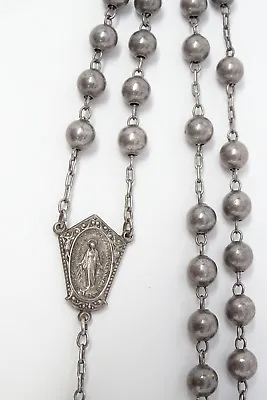Antique Sterling Di Roma Rosary Miraculous Mary Medal Filigree Crucifex • $125